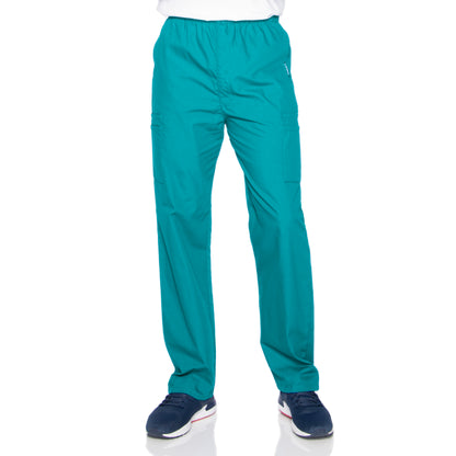 Men's 7-Pocket High-Rise Elastic Waist Cargo Scrub Pant - 8555 - Teal