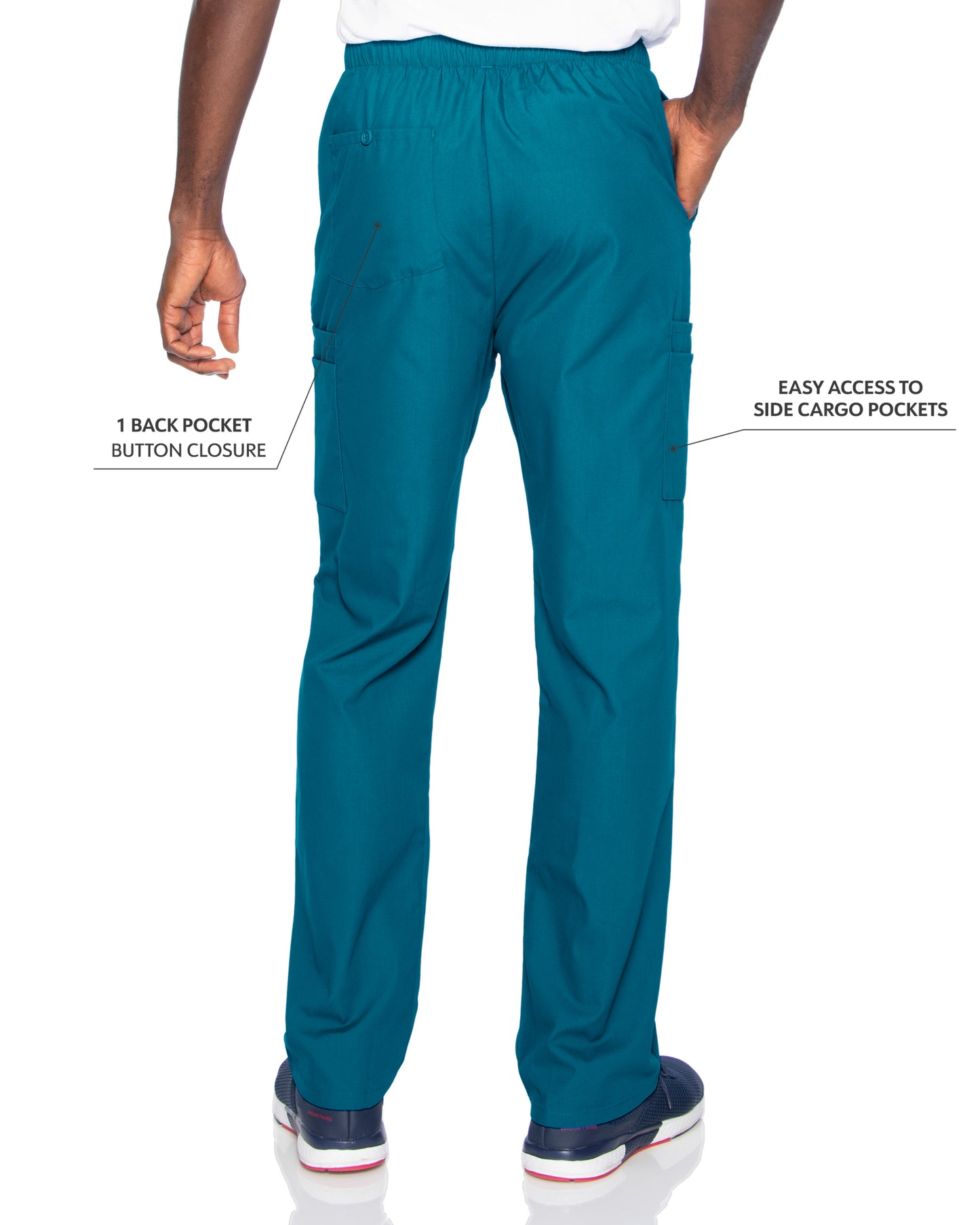 Men's 7-Pocket High-Rise Elastic Waist Cargo Scrub Pant - 8555 - Caribbean Blue