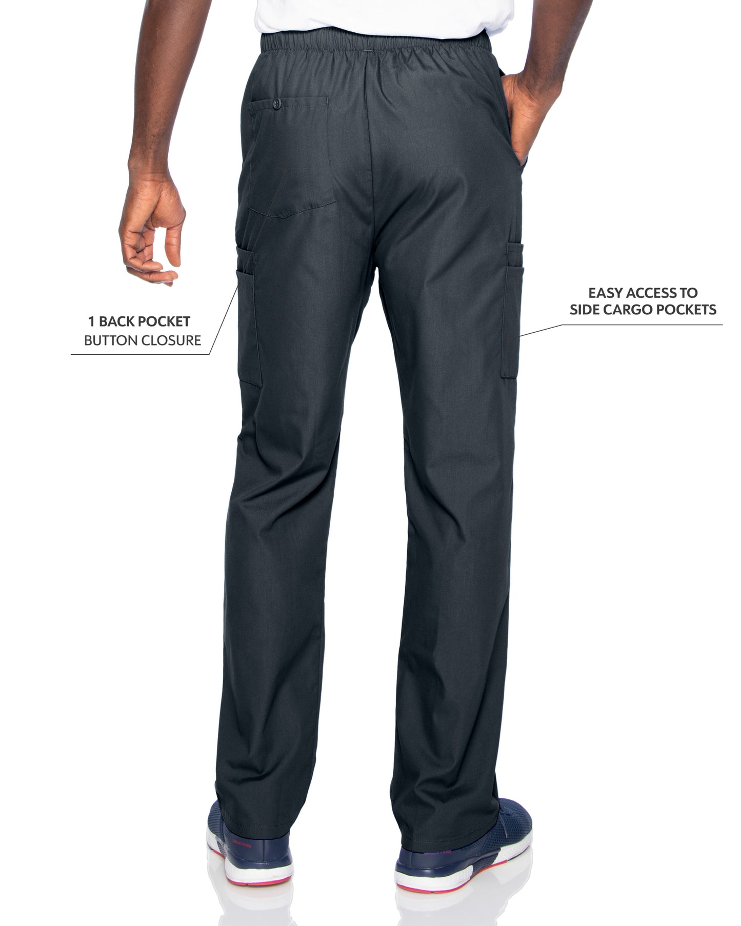 Men's 7-Pocket High-Rise Elastic Waist Cargo Scrub Pant - 8555 - Graphite