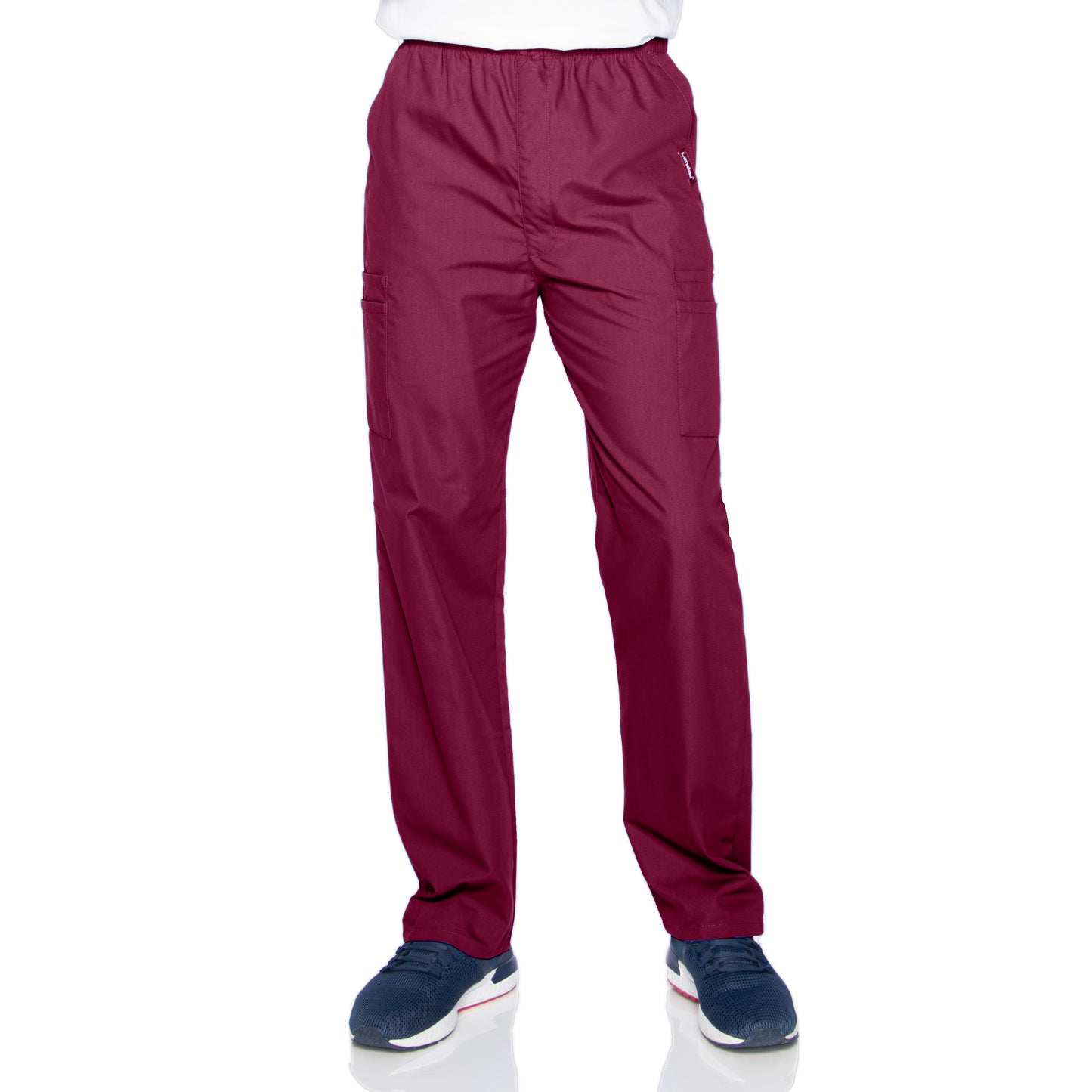 Men's 7-Pocket High-Rise Elastic Waist Cargo Scrub Pant - 8555 - Wine