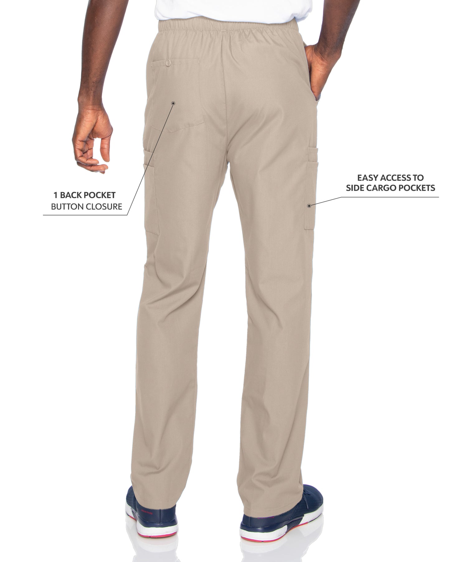 Men's 7-Pocket High-Rise Elastic Waist Cargo Scrub Pant - 8555 - Sandstone