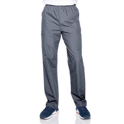 Men's 7-Pocket High-Rise Elastic Waist Cargo Scrub Pant - 8555 - Steel Grey