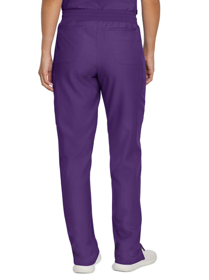 Women's 7-Pocket Mid-Rise Rib-Knit Elastic Waist Cargo Scrub Pant - LB400 - Eggplant