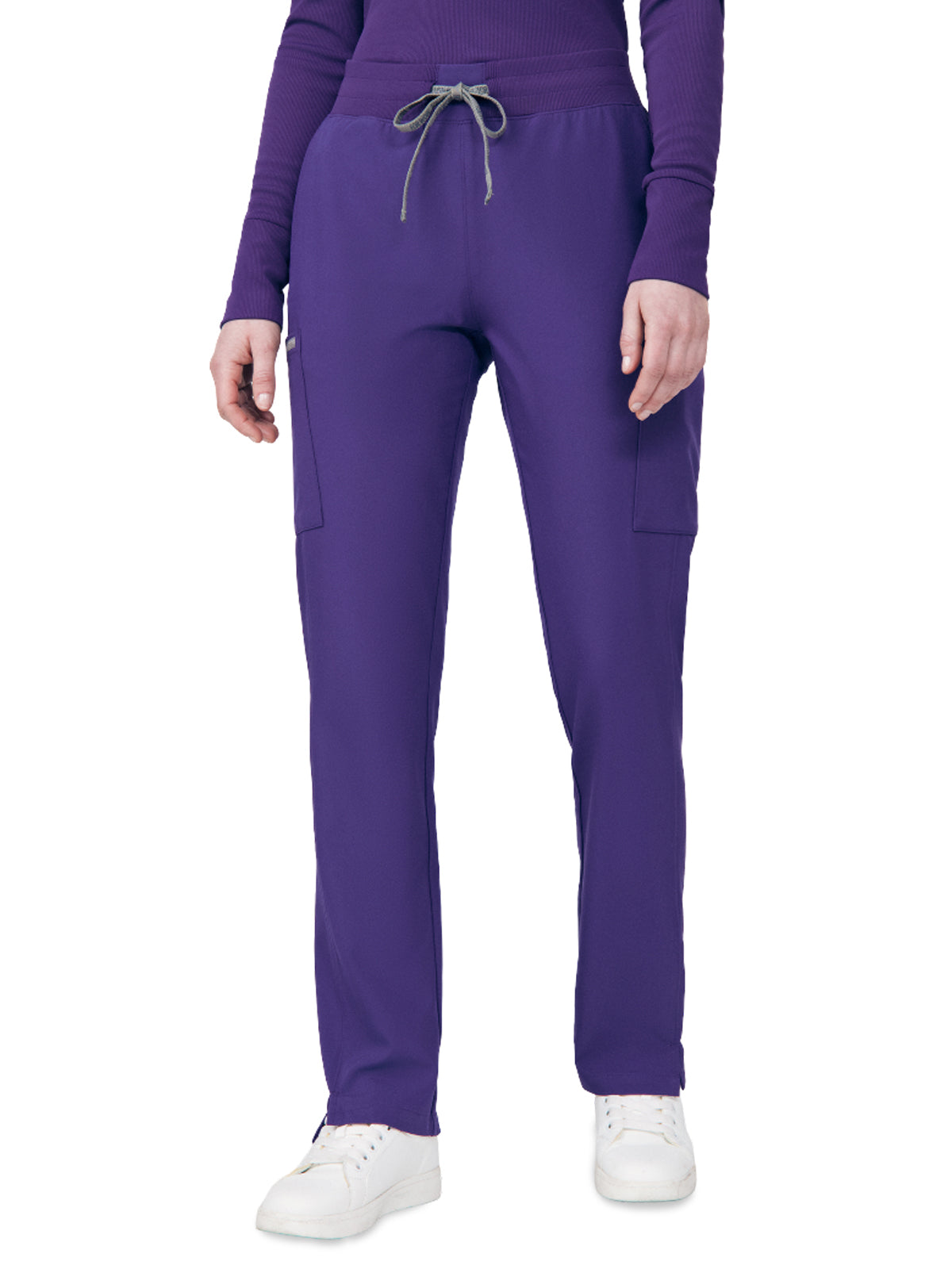 Women's 7-Pocket Mid-Rise Rib-Knit Elastic Waist Cargo Pant - LB400 - Grape