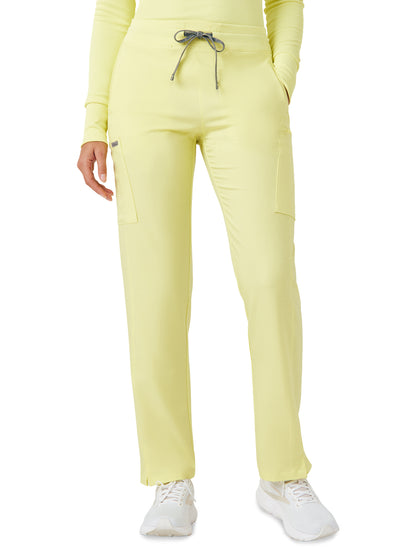 Women's Seven-Pocket Mid-Rise Rib-Knit Elastic Waist Cargo Pant - LB400 - Illuminate