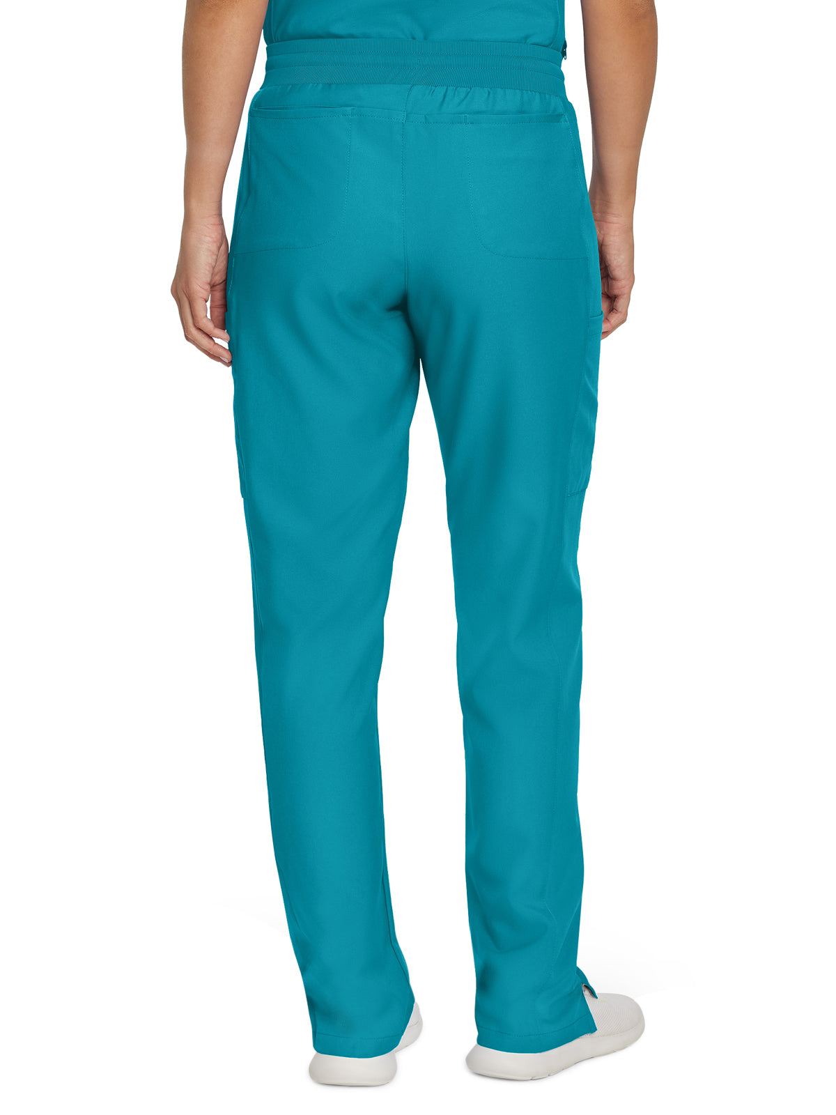 Women's 7-Pocket Mid-Rise Rib-Knit Elastic Waist Cargo Scrub Pant - LB400 - Teal