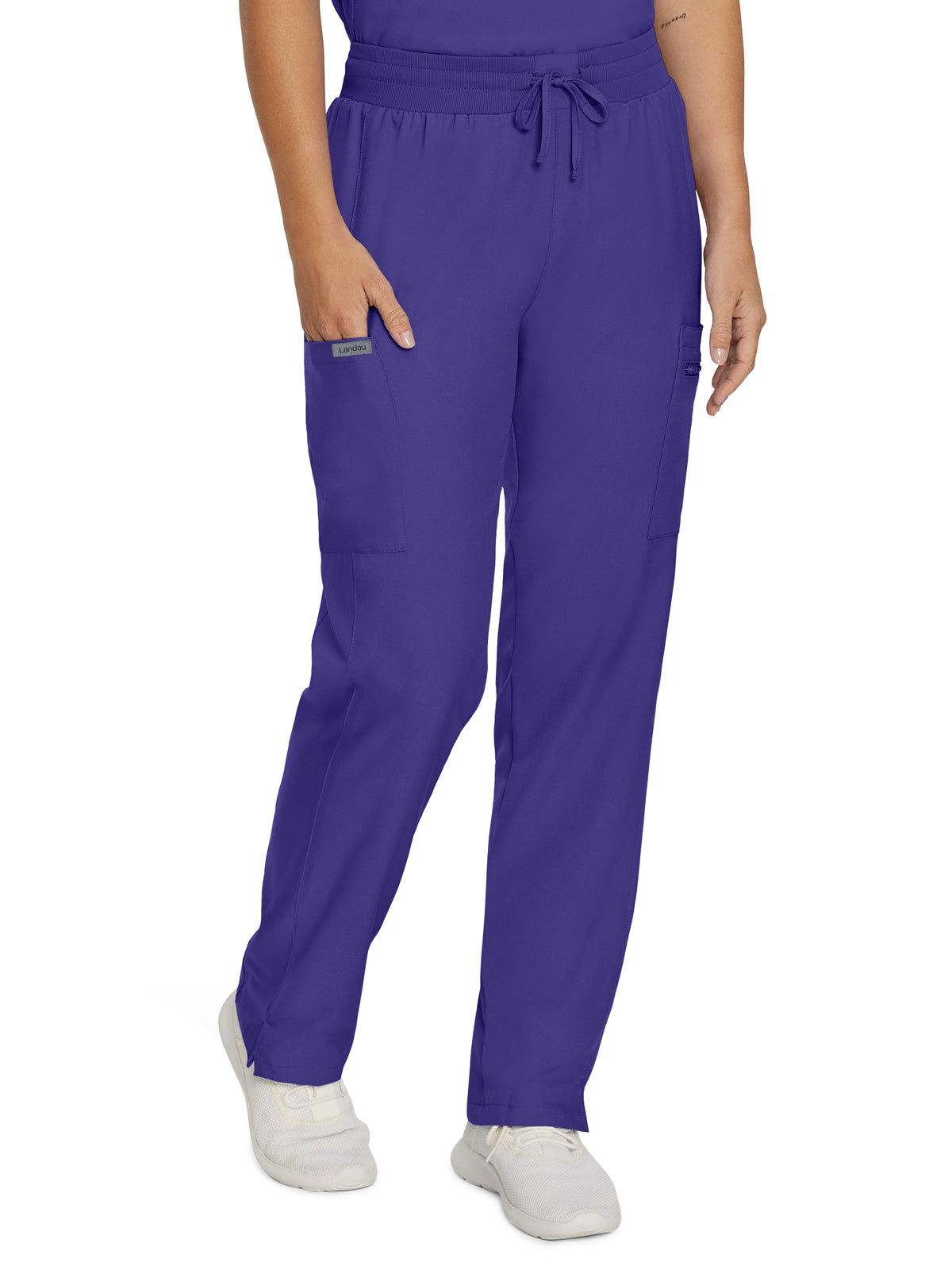 Women's 7-Pocket Mid-Rise Rib-Knit Elastic Waist Cargo Scrub Pant - LB400 - Ultra Violet