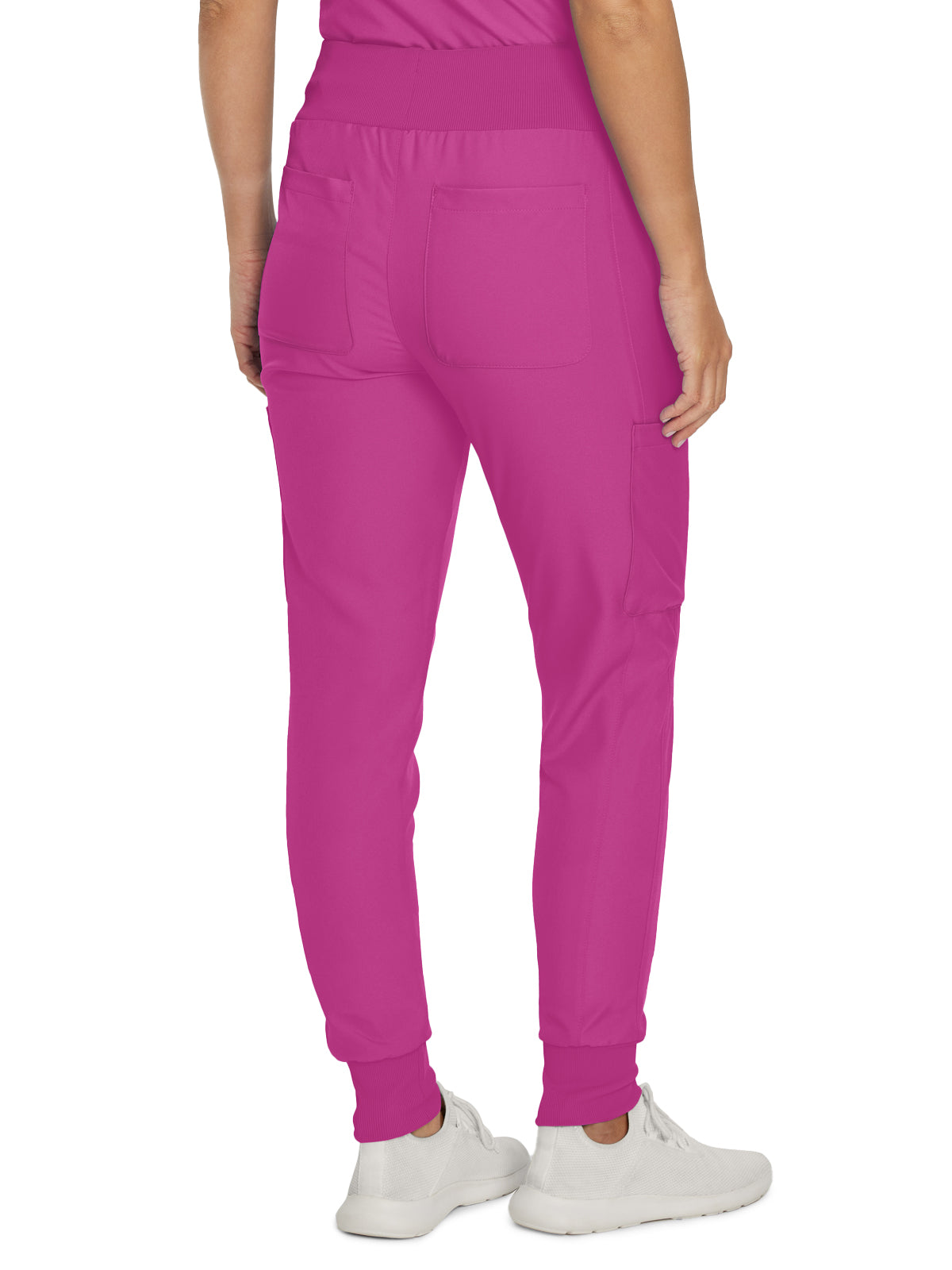 Women's 7-Pocket Mid-Rise Rib-Knit Elastic Waist Cargo Scrub Pant - LB401 - ROSE VIOLET