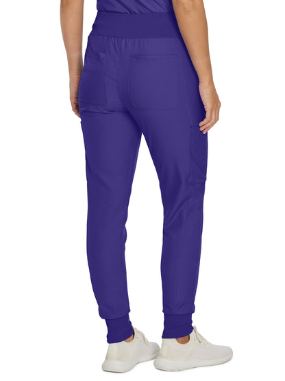 Women's 7-Pocket Mid-Rise Rib-Knit Elastic Waist Cargo Scrub Pant - LB401 - Ultra Violet