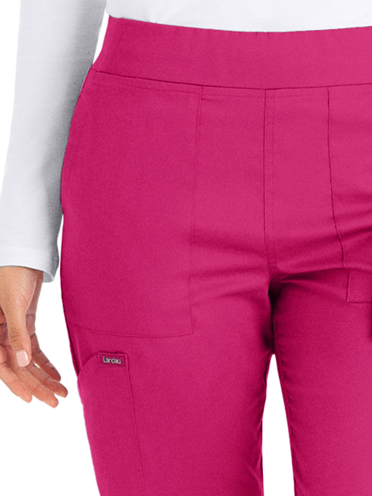 Women's 6-Pocket Mid-Rise Elastic-Back Waist Jogger Scrub Pant - LB406 - Bright Rose