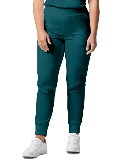 Women's Six-Pocket Mid-Rise Elastic-Back Waist Jogger Pant - LB406 - Caribbean
