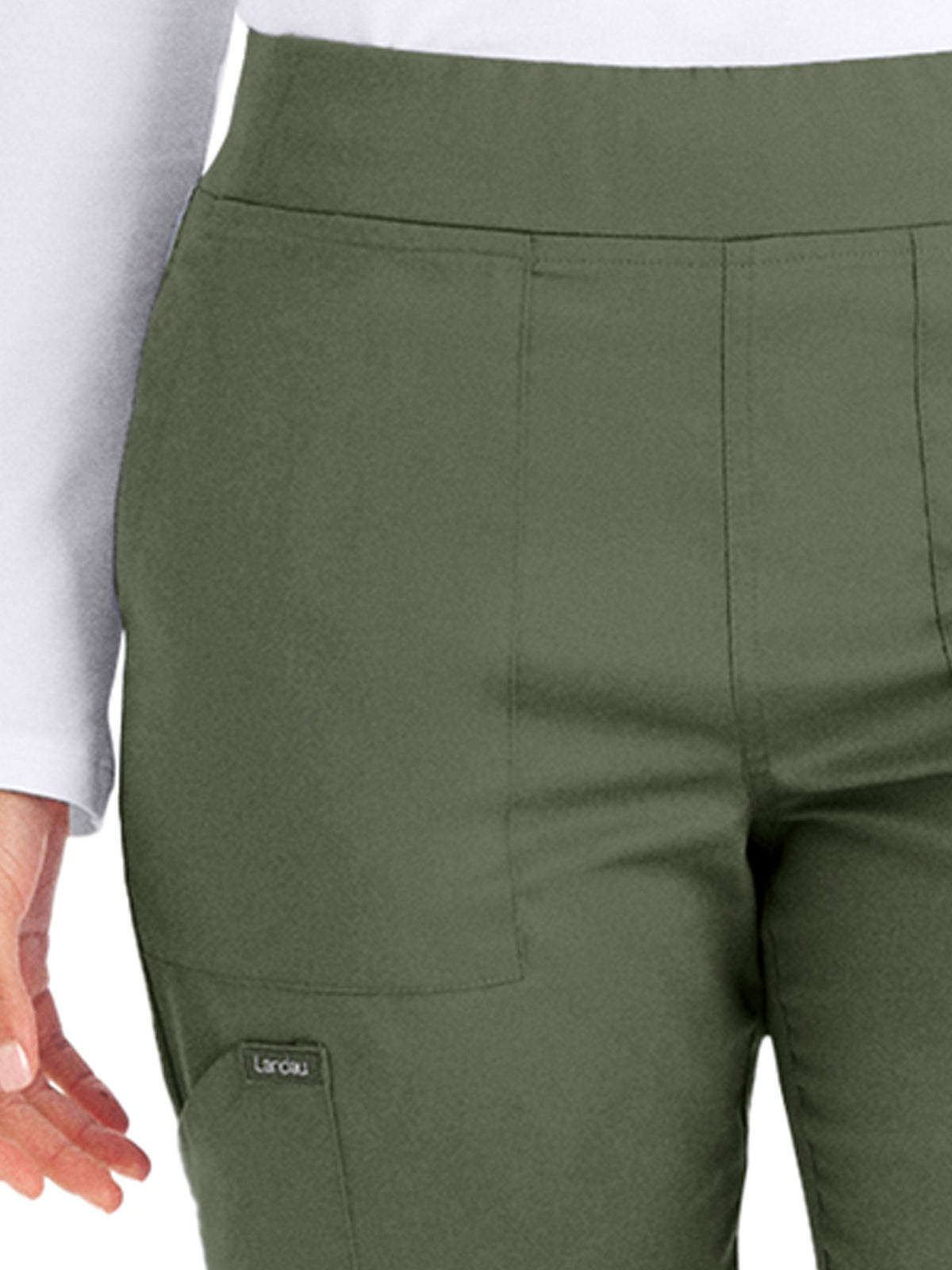 Women's 6-Pocket Mid-Rise Elastic-Back Waist Jogger Scrub Pant - LB406 - Olive Moss