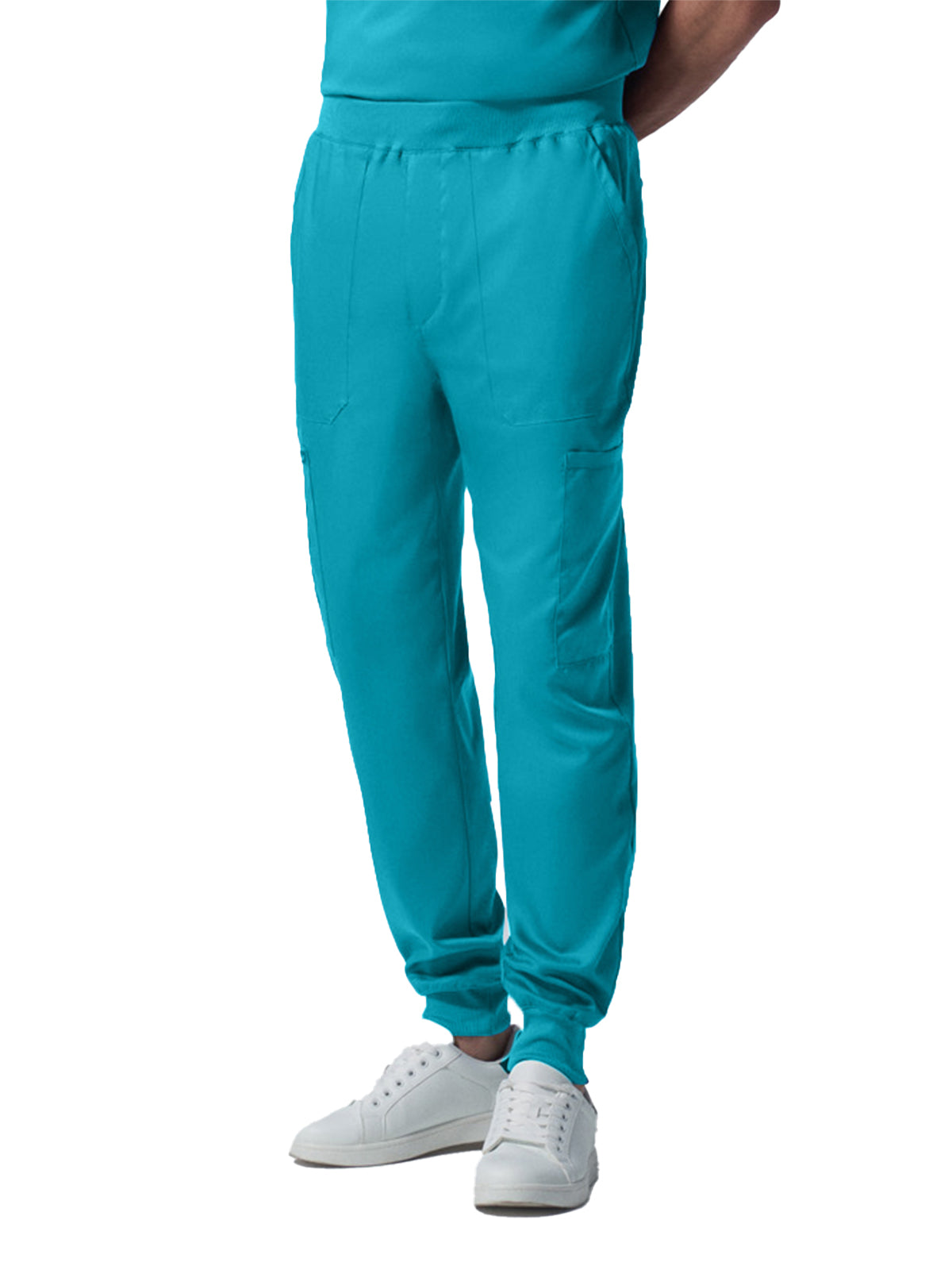 Men's Seven-Pocket Mid-Rise Rib-Knit Elastic Waist Jogger Pant - LB407 - Teal
