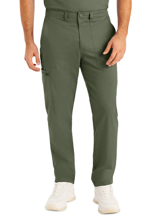 Men's 6-Pocket Zipper Fly Straight Leg Scrub Pant - LB408 - Olive Moss