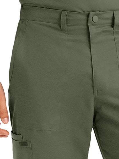 Men's 6-Pocket Zipper Fly Straight Leg Scrub Pant - LB408 - Olive Moss