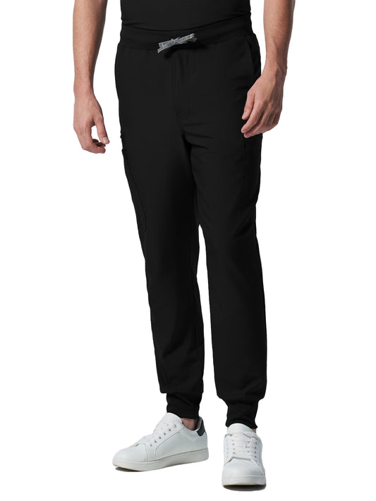 Men's 7-Pocket Mid-Rise Triple-Elastic Waist Jogger Pant - LB409 - Black