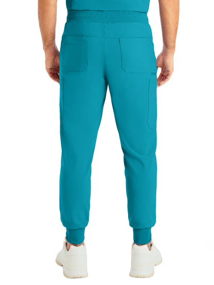 Men's 7-Pocket Mid-Rise Triple-Elastic Waist Jogger Scrub Pant - LB409 - Teal