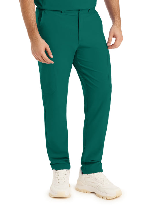 Men's Eight-Pocket Mid-Rise Rib-Knit Elastic Waist Cargo Pant - LB410 - Hunter
