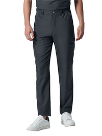 Men's Eight-Pocket Mid-Rise Rib-Knit Elastic Waist Cargo Pant - LB410 - Pewter