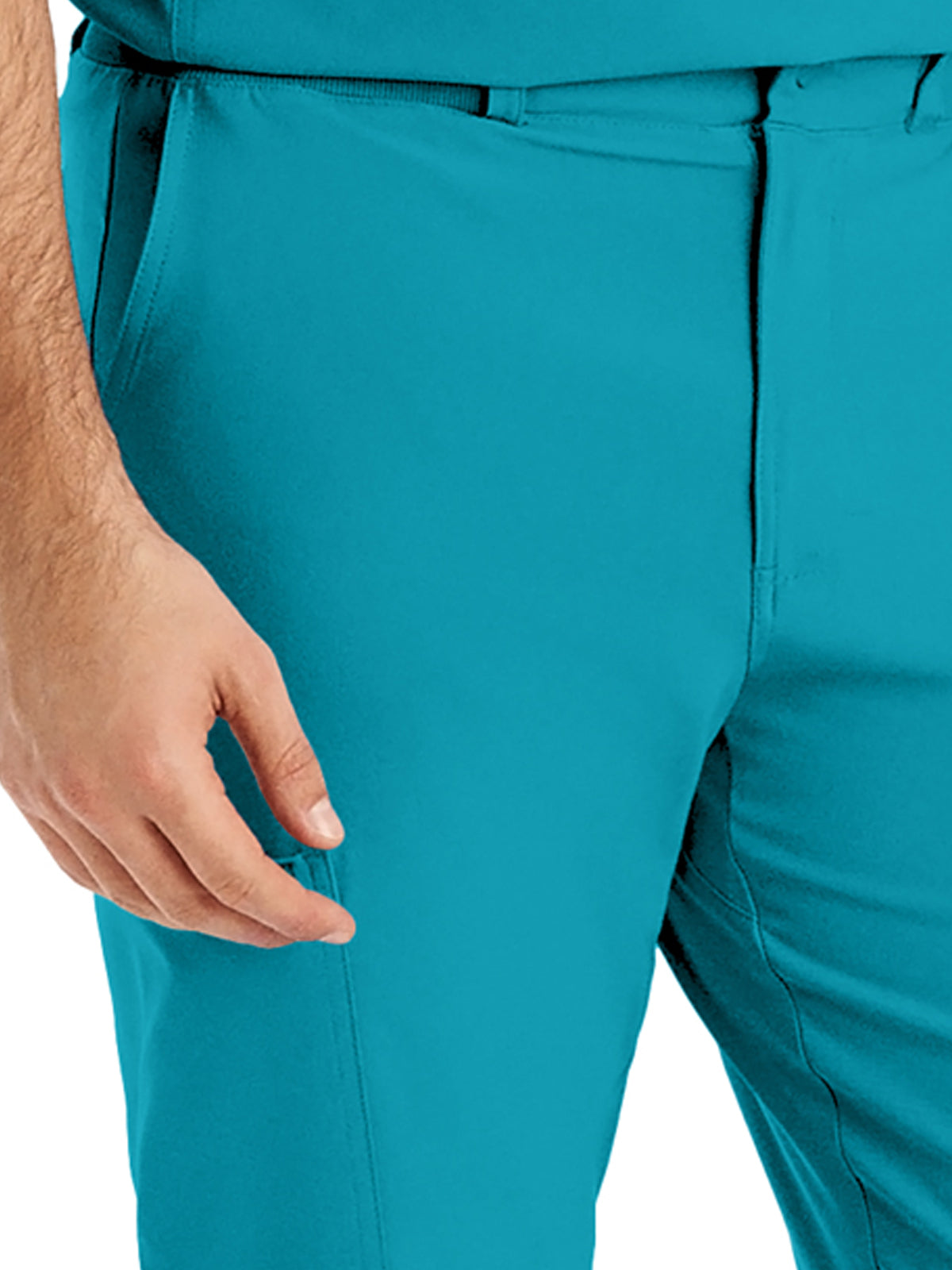 Men's 8-Pocket Mid-Rise Rib-Knit Elastic Waist Cargo Scrub Pant - LB410 - Teal