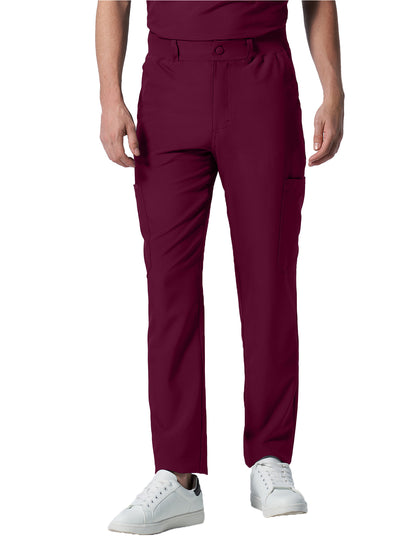Men's 8-Pocket Mid-Rise Rib-Knit Elastic Waist Cargo Pant - LB410 - Wine