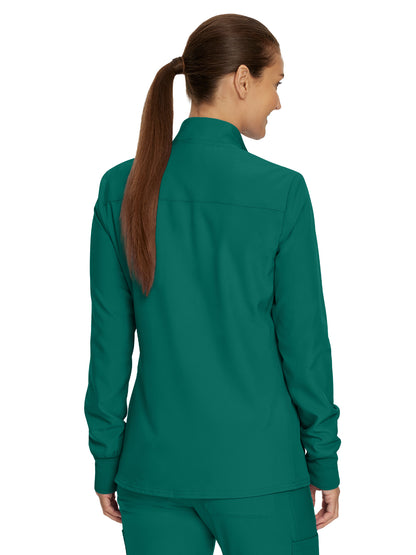 Women's 3-Pocket Mock-Neck Zip-Front Scrub Jacket - LJ700 - Hunter