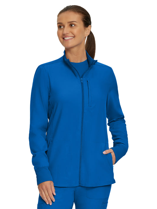 Women's 3-Pocket Mock-Neck Zip-Front Scrub Jacket - LJ700 - Royal