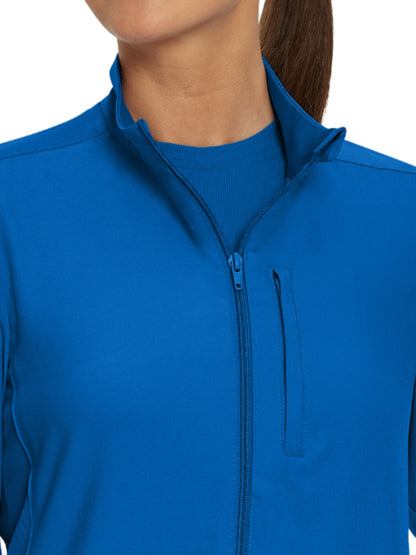 Women's 3-Pocket Mock-Neck Zip-Front Scrub Jacket - LJ700 - Royal