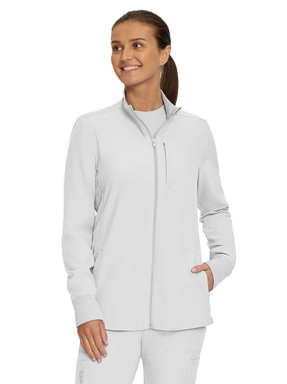 Women's Three-Pocket Mock-Neck Zip-Front Jacket - LJ700 - White