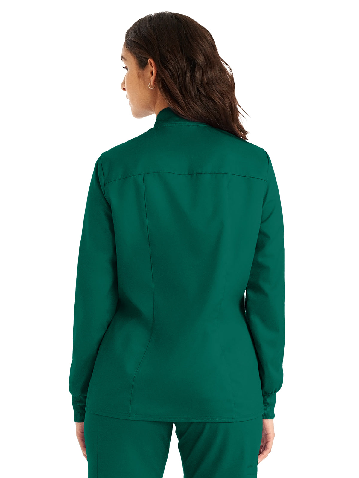 Women's 3-Pocket Mock Neck Zip-Front Scrub Jacket - LJ701 - Hunter