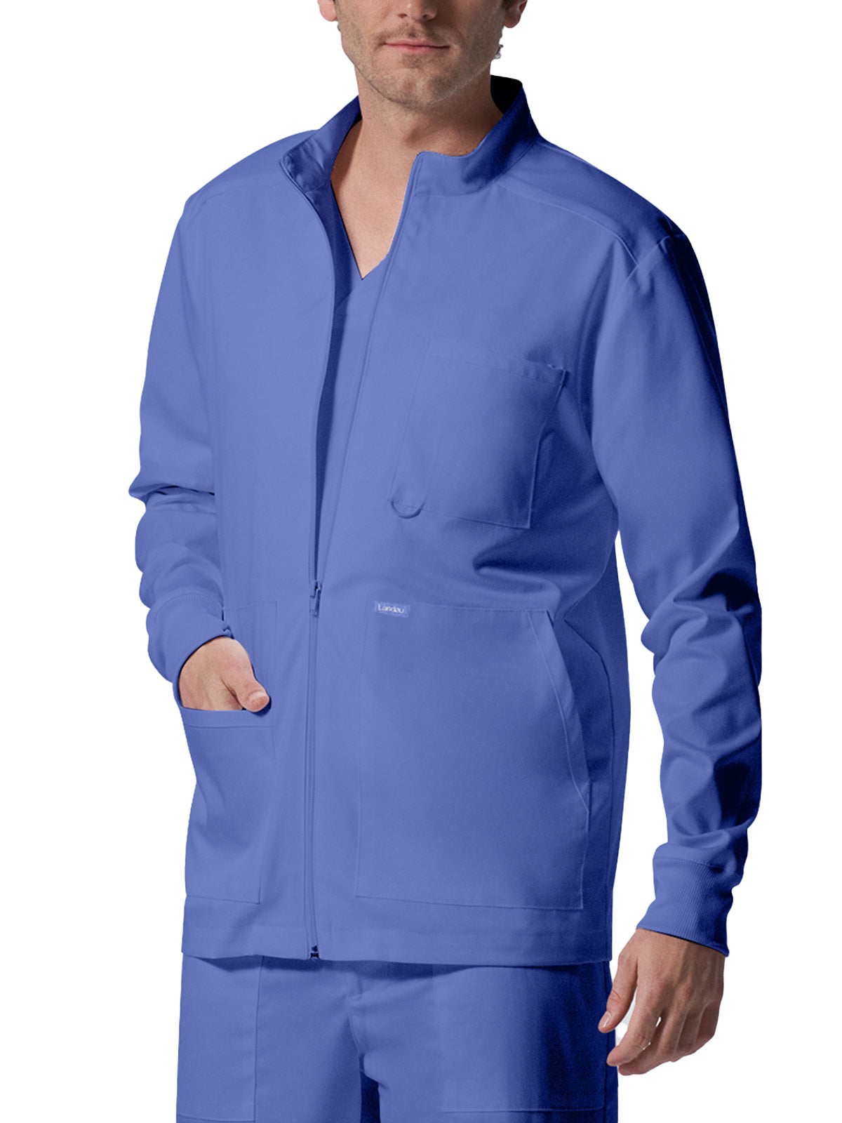 Men's Four-Pocket Mock Neck Zip-Front Jacket - LJ702 - Ceil