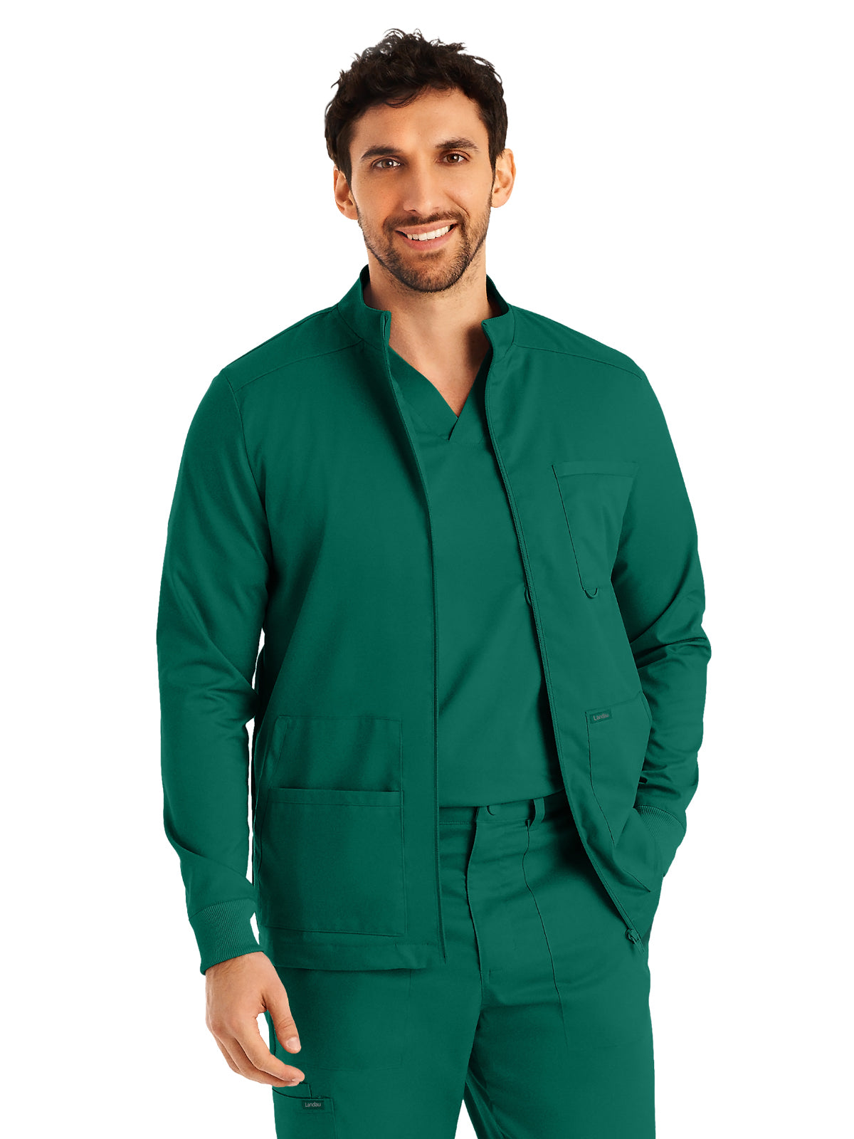 Men's Four-Pocket Mock Neck Zip-Front Jacket - LJ702 - Hunter