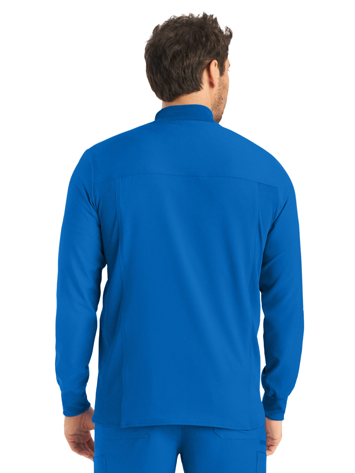 Men's 3-Pocket Mock-Neck Zip-Front Scrub Jacket - LJ703 - Royal