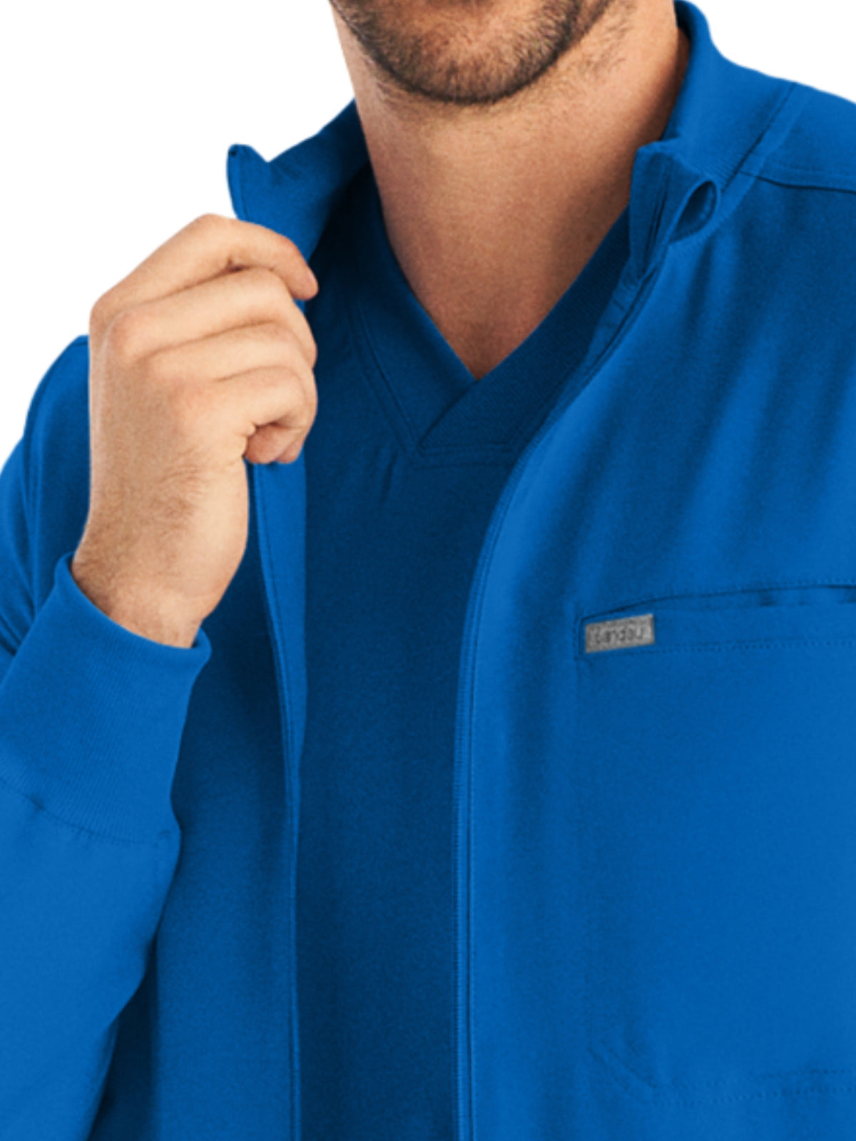 Men's 3-Pocket Mock-Neck Zip-Front Scrub Jacket - LJ703 - Royal