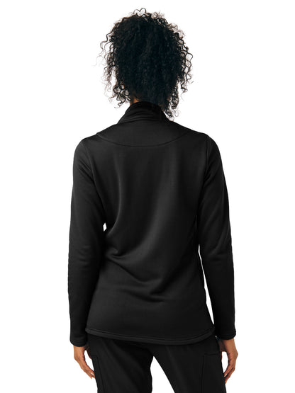 Women's Zip-Front Fleece Scrub Jacket - LJ708 - Black