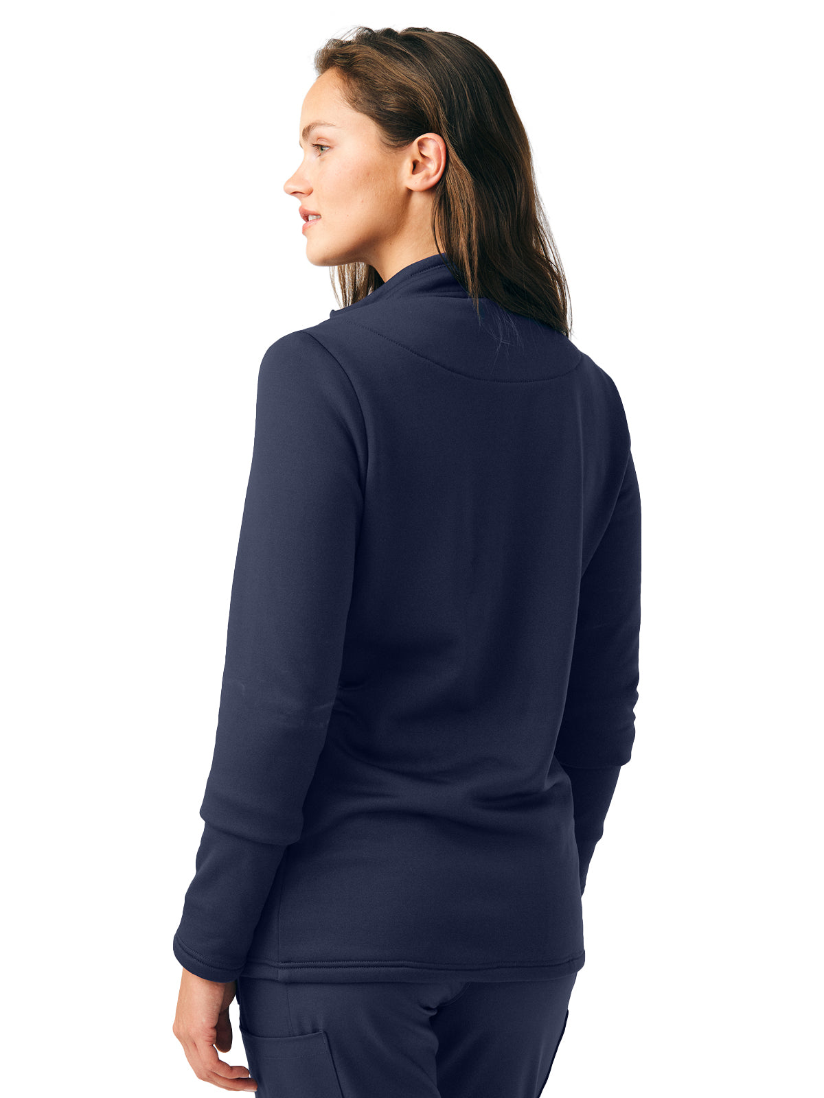 Women's Zip-Front Fleece Scrub Jacket - LJ708 - Navy