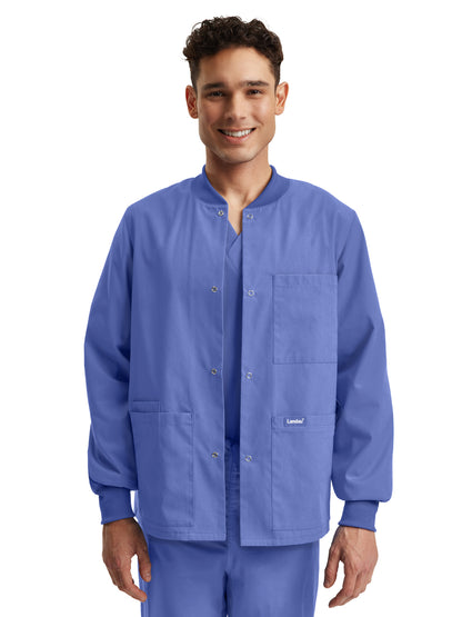 Unisex Snap Front Warm-Up Scrub Jacket - LJ709 - Ceil Blue