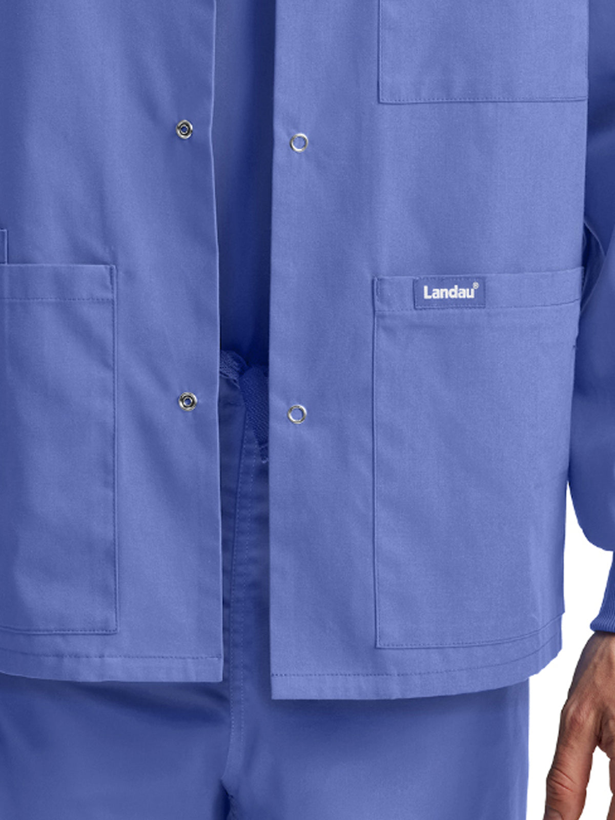 Unisex Snap Front Warm-Up Scrub Jacket - LJ709 - Ceil Blue