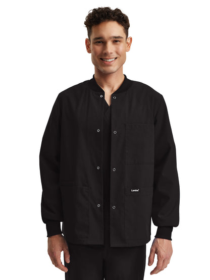 Unisex Snap Front Warm-Up Scrub Jacket - LJ709 - Black