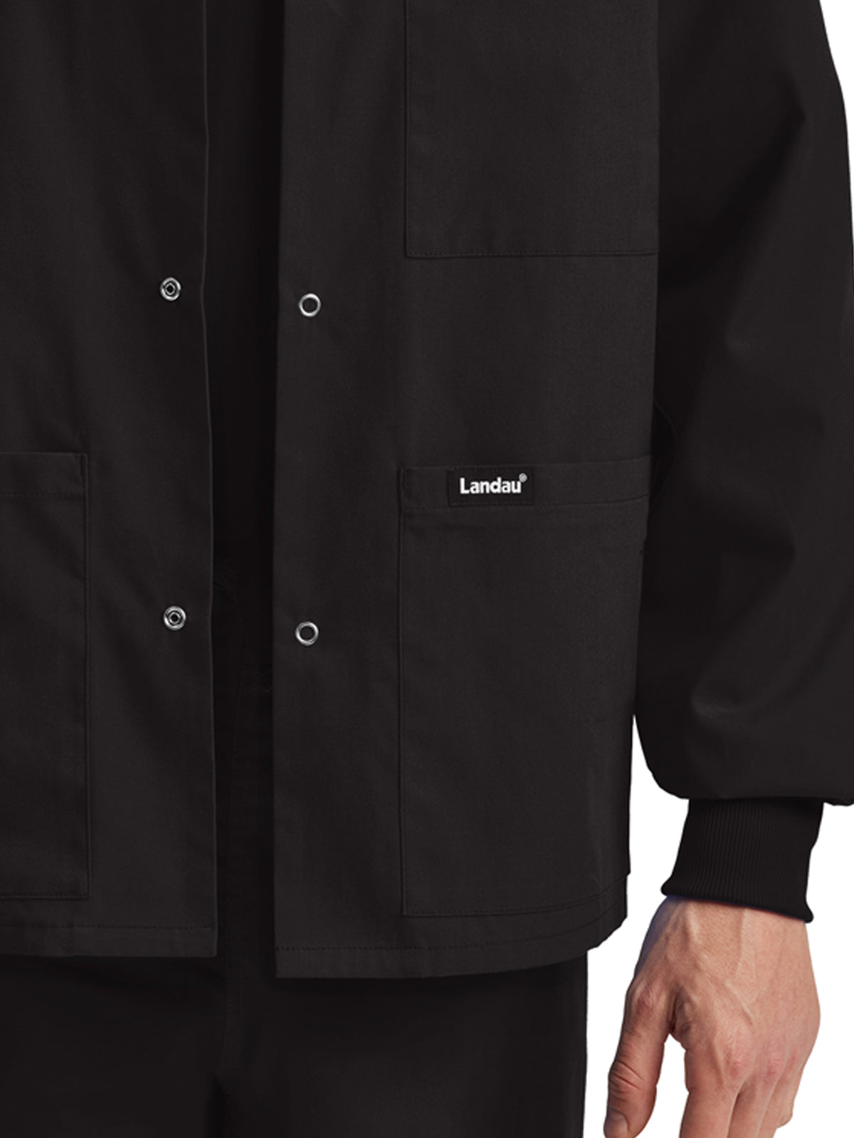 Unisex Snap Front Warm-Up Scrub Jacket - LJ709 - Black