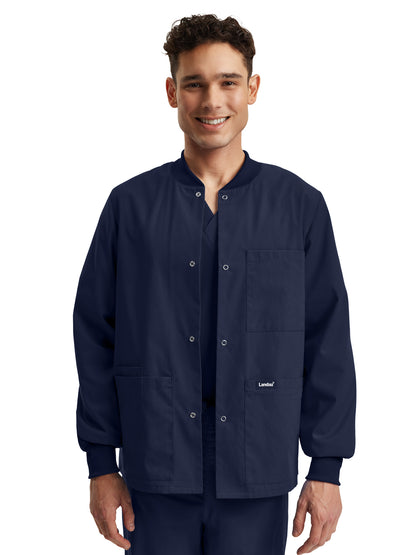 Unisex Snap Front Warm-Up Scrub Jacket - LJ709 - Navy