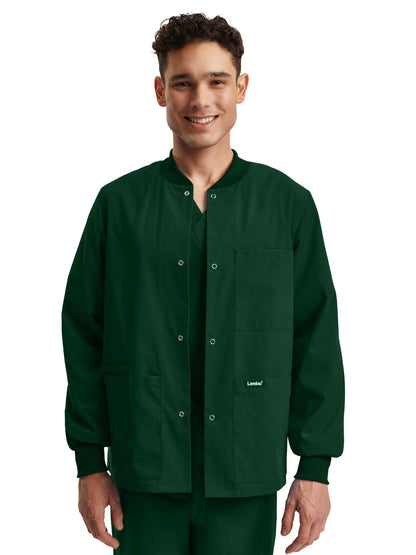 Unisex Snap Front Warm-Up Scrub Jacket - LJ709 - Hunter Green