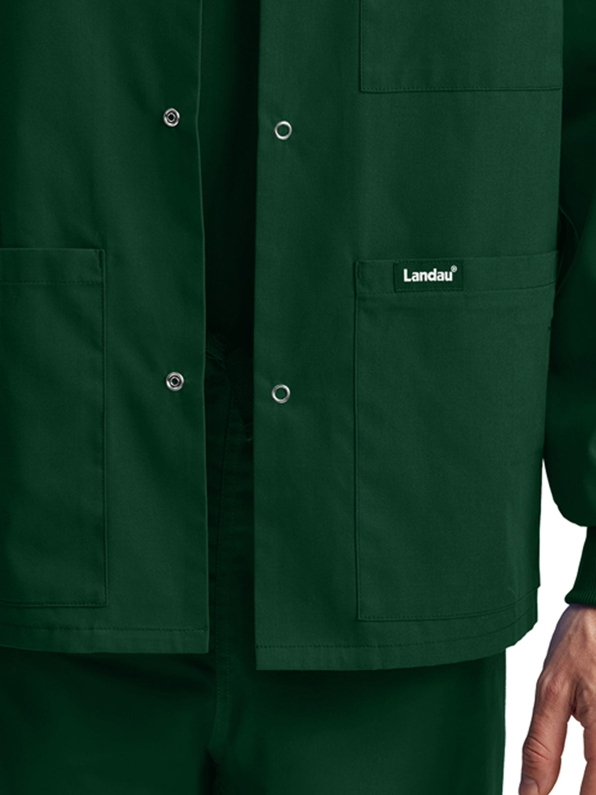 Unisex Snap Front Warm-Up Scrub Jacket - LJ709 - Hunter Green