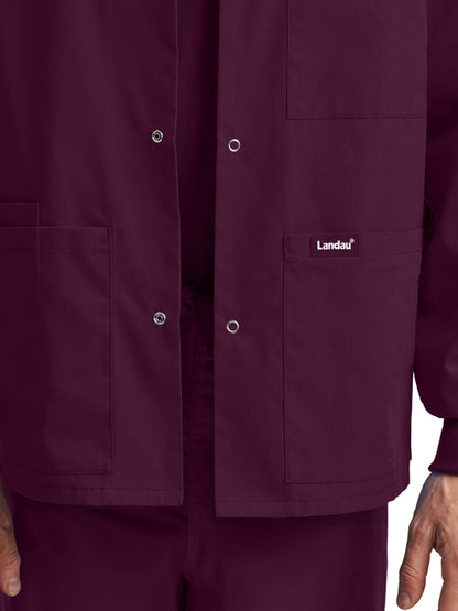 Unisex Snap Front Warm-Up Scrub Jacket - LJ709 - Wine