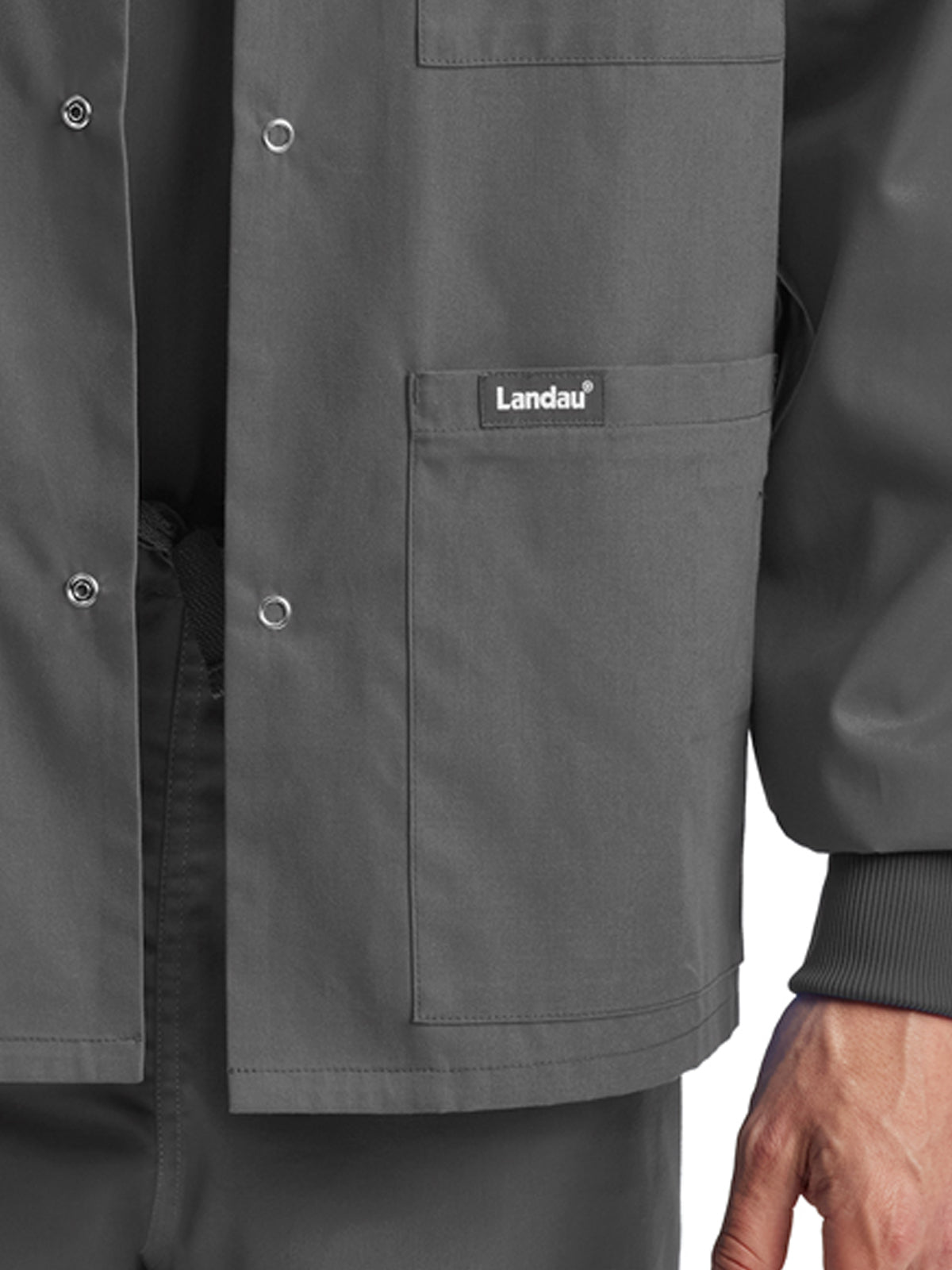 Unisex Snap Front Warm-Up Scrub Jacket - LJ709 - Steel Grey