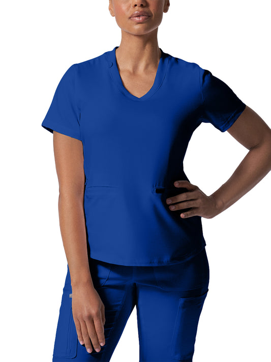 Women's Three-Pocket Rib-Knit Neckline V-Neck Top - LT100 - Galaxy