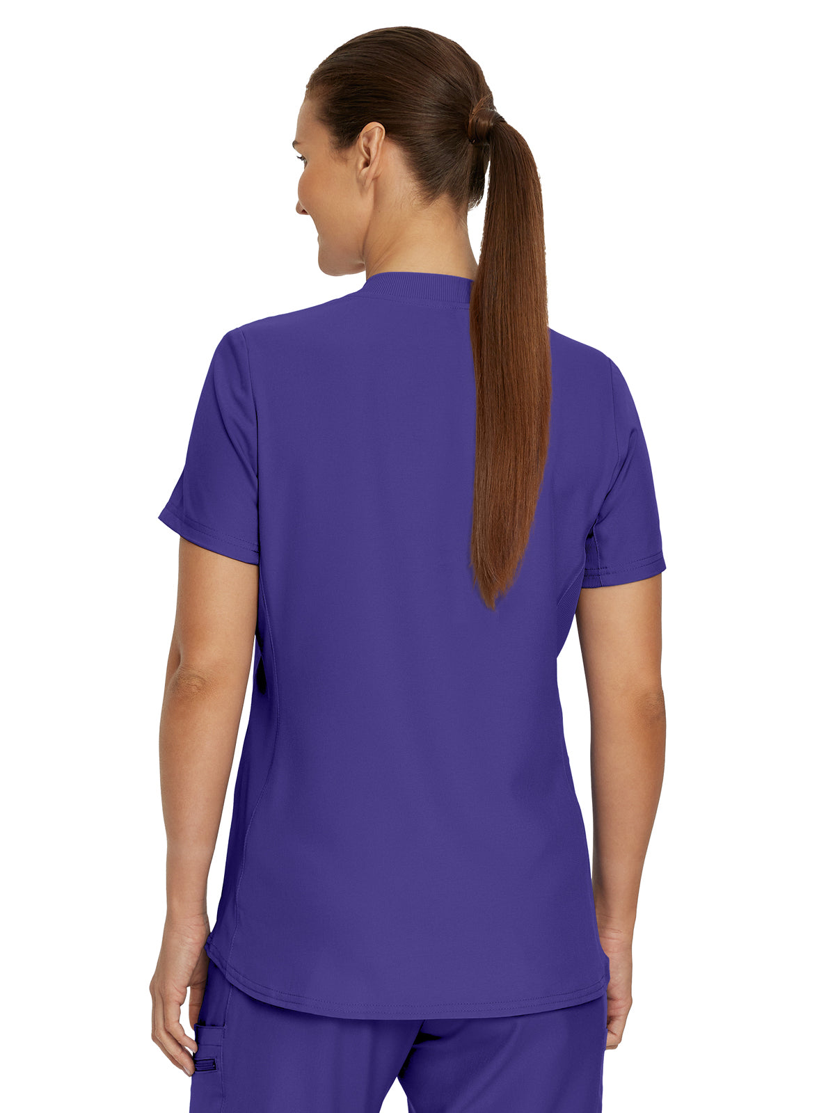 Women's 3-Pocket Rib-Knit Neckline V-Neck Scrub Top - LT100 - Ultra Violet