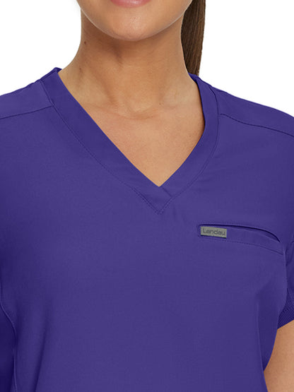 Women's 2-Pocket Shirttail Hemline V-Neck Scrub Top - LT101 - Ultra Violet