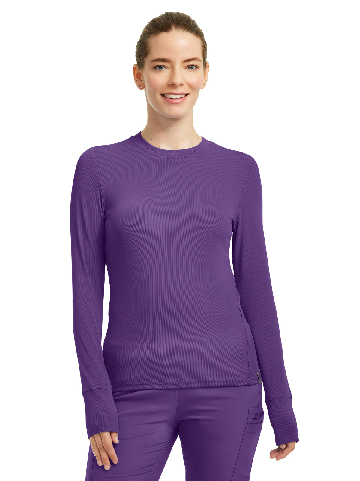 Women's One-Pocket Long-Sleeve Crew Neck Underscrub Tee - LT103 - Eggplant
