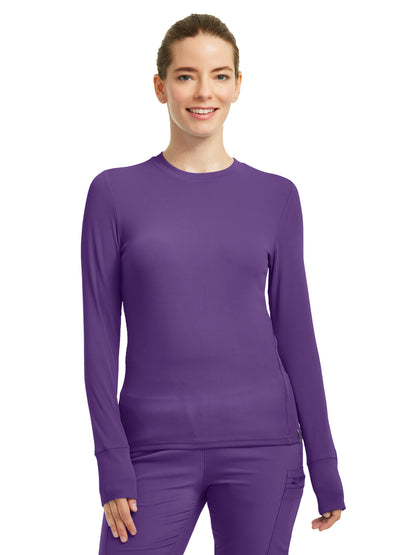 Women's One-Pocket Long-Sleeve Crew Neck Underscrub Tee - LT103 - Eggplant